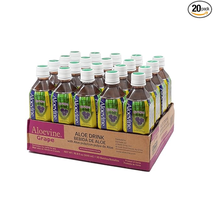 Aloevine Aloe Vera Drink, 16.9 fl oz, 20 pack Grape