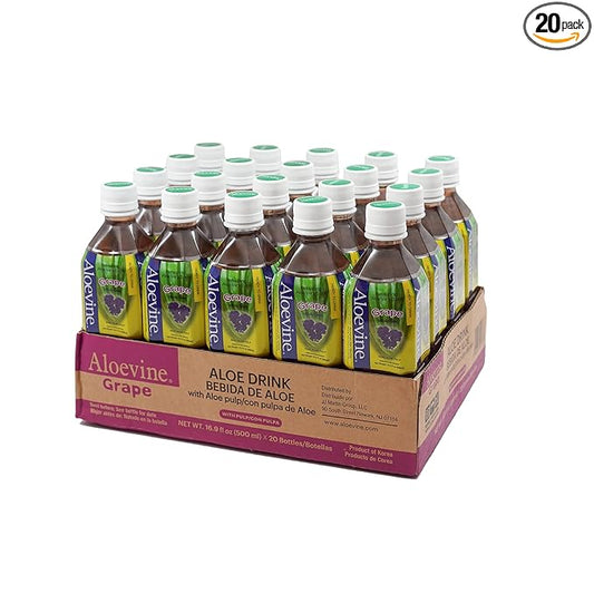 Aloevine Aloe Vera Drink, 16.9 fl oz, 20 pack Grape
