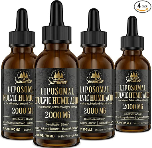 Trace Minerals Electrolytes Drops 2000 MG | Liquid Liposomal Fulvic Humic Acid Supplement | 85+ Trace Minerals | Hydration | Detoxification | Energy | pH Balance | Digestion | Immunity | 8 Oz
