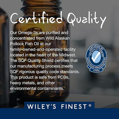 Wiley's Finest Wild Alaskan Fish Oil Prenatal DHA - 900mg EPA and DHA Omega-3s for Pregnant Women and Nursing Mothers - 60 Softgels (30 Prenatal Vitamin Servings)