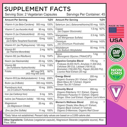 FarmHaven Multivitamin for Women | 22 Essential Nutrients and Vitamin D3 K2 Capsules