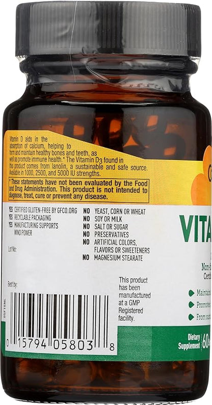 Country Life Vitamin D3 2500 I.U. Gluten-Free, 60 Softgels