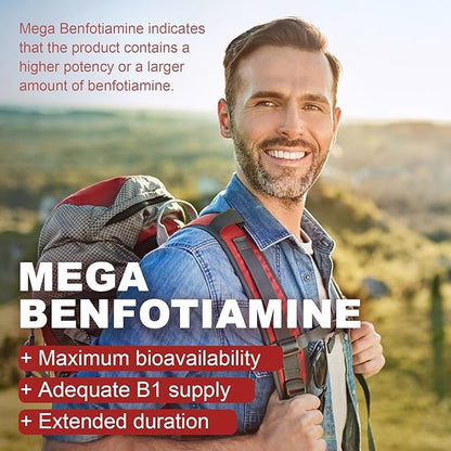 Vitamin B1 Gummies - Benfotiamine 500mg, Vitamin B1 B6 B12 Complex, 3.6X More Effective Than Thiamine, Carbohydrate & Energy Plus Healthy Nervous System, 2 Pack