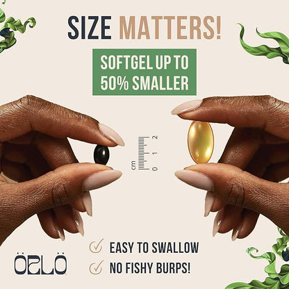 Orlo Omega 3 - Triple Strength Vegan Omega3s Supplement - Plant Based DHA & EPA Fatty Acids - Algae Omega-3 Oil - Krill or Fish Oil Alternative (60 Mini Softgels)