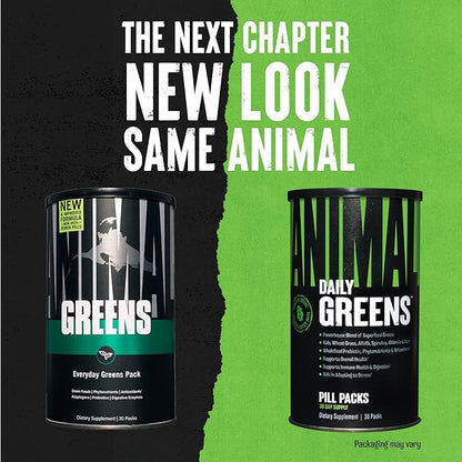 Animal Daily Greens Pill Packs - Kale, Wheat Grass, Alfalfa & More - Convenient Prebiotic and Probiotic Superfood Blend for Superior Digestion, Gut Health, and Immunity For Men & Women - 30 Day Supply