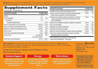 Emergen-C 1000mg Vitamin C Powder, with Antioxidants, B Vitamins and Electrolytes, Vitamin C Supplements for Immune Support, Caffeine Free Drink Mix, Tangerine Flavor - 60 Count/2 Month Supply