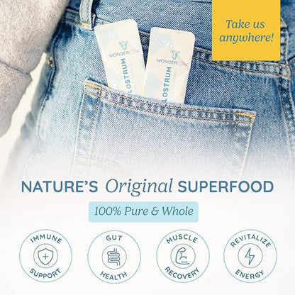 Colostrum Supplement Powder for Gut Health, Immune Support, Muscle Recovery & Wellness | Natural IgG Pure Whole Bovine Colostrum Superfood, Unflavored, 60 Servings