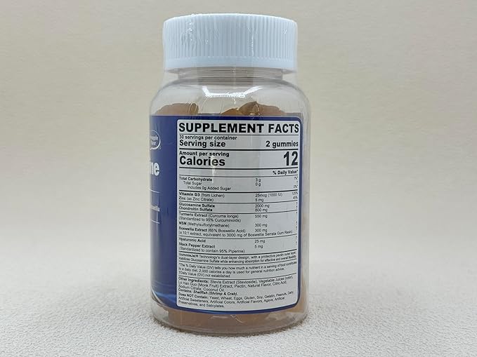 NEVISS Sugar Free Glucosamine Filled Gummies - Glucosamine Supplement Plus Chondroitin, MSM, Turmeric, Boswellia, Hyaluronic Acid, Vitamin D3 & Zinc, 120 Gummies, 60 Servings