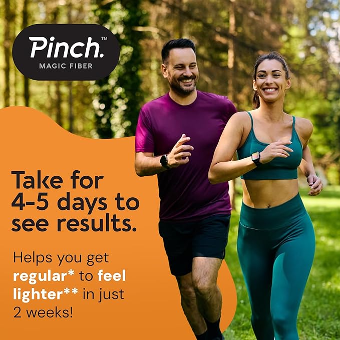Pinch Magic Fiber Supplement Powder | Tropical Flavored Psyllium Husk Powder for Digestive Health & Gut Support | Sugar Free Supplement for Keto & Vegan Diets | USA-Made | 28-Day Supply
