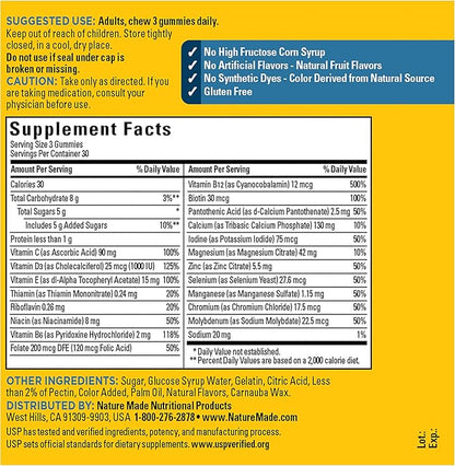 Nature Made Advanced Multivitamin Gummies for Him with Magnesium Citrate, Calcium & All 8 B Vitamins, Multivitamin for Men, 90 Gummies, 30 Day Supply