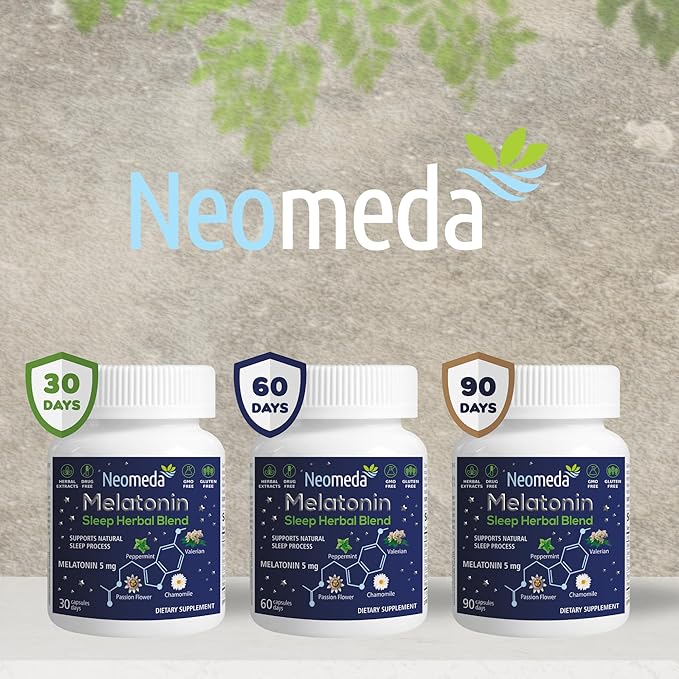 Melatonin Sleep Herbal Blend - Natural Sleep Aid for Adults with 5mg Melatonin & Sleep-Promoting Herbs - Drug-Free, Non-Habit Forming Sleep Supplement, 90 Capsules, 90-Day Supply