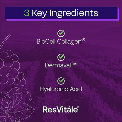 ResVitale Ultra Collagen Enhance - Skin Care Supplement with Resveratrol - 90 Veggie Capsules