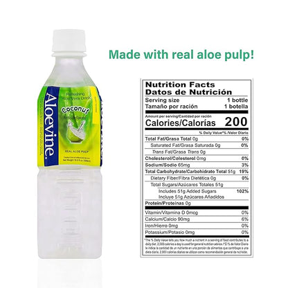 Aloevine Aloe Vera Drink, 16.9 fl oz, 20 pack Coconut