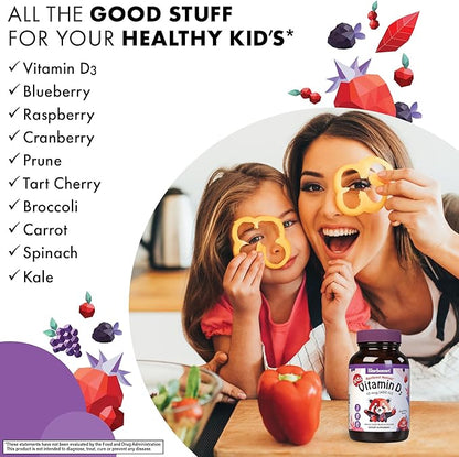 Bluebonnet Nutrition Rainforest Animalz Vitamin D3 400 IU Chewable Tablet, Soy, Dairy & Gluten-Free, Non-GMO, Kosher Certified, Vegetarian Friendly, Natural Mixed Berry Flavor, 90 Count