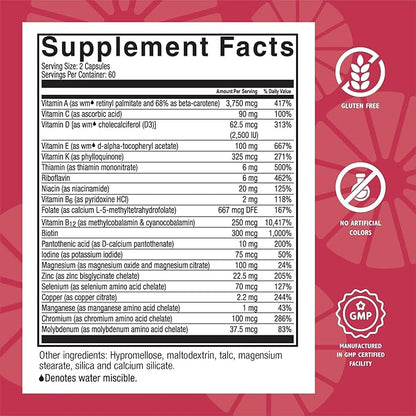 Celebrate Vitamins Multi ADEK, Iron Free – Daily Bariatric Multivitamin, High Level of Vitamins A, D, E, K & B12 for Duodenal Switch Surgery Patients (60 Capsules)