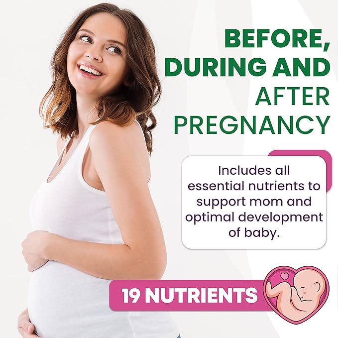 Prenatal Vitamins for Women - Multivitamin with DHA, Folic Acid, Vitamin C, B12, Iron & Omega-3 - Before, During & Post Pregnancy Supplement for Healthy Growth & Brain Development - 120 Softgels