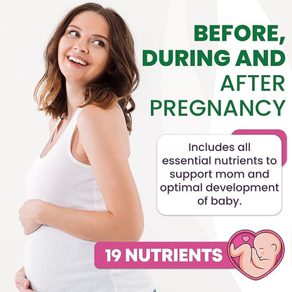 Prenatal Vitamins for Women - Multivitamin with DHA, Folic Acid, Vitamin C, B12, Iron & Omega-3 - Before, During & Post Pregnancy Supplement for Healthy Growth & Brain Development - 120 Softgels