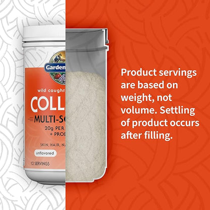 Garden of Life Marine & Grass-Fed Collagen Peptides Powder Supplement (Type I, III) with Probiotics & BCAAs for Mobility, Joint Health, Hair, Skin & Nails - Unflavored, 20g per Serving, 12 Servings