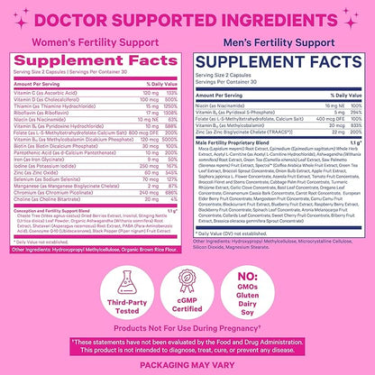 Pink Stork His and Hers Fertility Bundle: Fertility Supplements for Women, Fertility Supplements for Men, Fertility Prenatal Vitamin, Vitex, Inositol, Folate, Vitamin B6, 60 Capsules