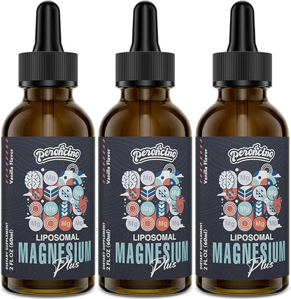 Liposomal Magnesium Citrate Drops for Gut and Bone Health, Mood and Stress Management, Powerful Formula with Vitamin B6 and Zinc Gluconate 60ml (2.04 Fl Oz (Pack of 3))