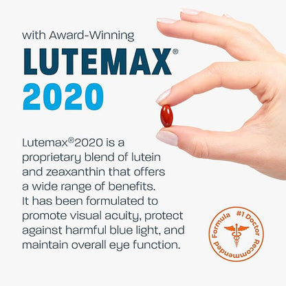 AREDS 2 Eye Vitamin & Mineral Supplement for Ocular Health, Lutemax 2020 with Natural Eye Institute AREDS 2 Study Ingredients Lutein, Vitamin C, & Zeaxanthin, 120 Mini Softgels