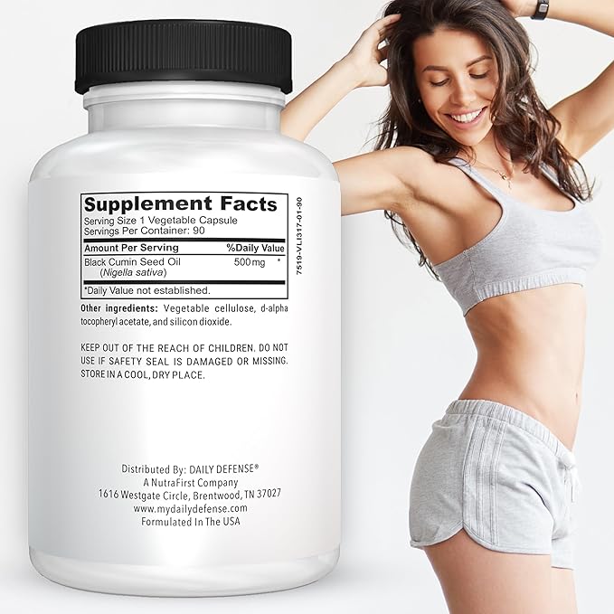 Cold Pressed Black Seed Oil Capsules - 90 Count - Nigella Sativa for Hair, Skin & Enhanced Immunity - Vegan, Gluten-Free, Non-GMO Black Cumin Seeds Oil