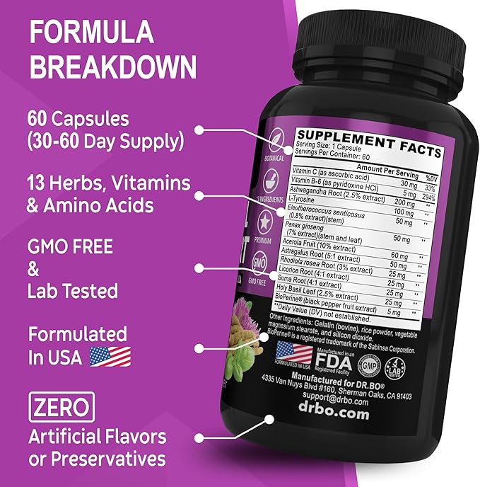 Adrenal Support Cortisol & Liver Cleanse Detox Supplement - Adrenal Fatigue Supplements for Cortisol Health - Liver Gallbladder Care Formula Capsules & Natural Milk Thistle Dandelion Supplements