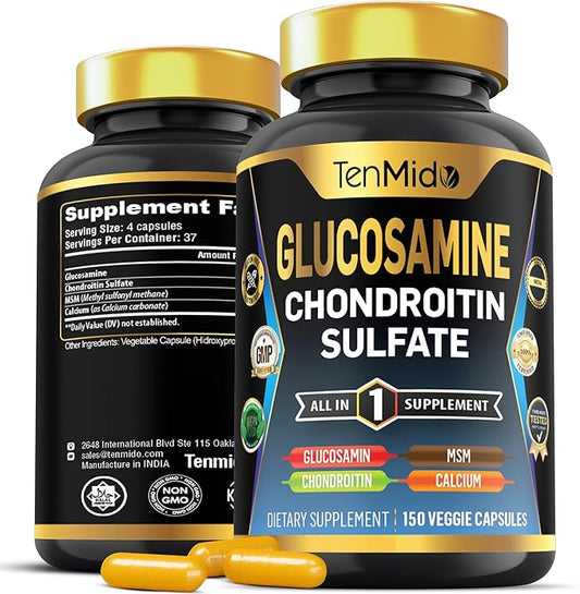 Glucosamine Chondroitin MSM Supplement for Men and Women - 4in1 Formula - Joint & Bone Health Support - 150 Capsules
