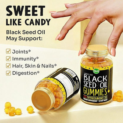 MAJU's Black Seed Oil Gummies 90ct, World's 1st, 2.5X Per BSO Gummy, Black Cumin Seed Nigella Sativa Oil, Cold-Pressed, Potent Formula with Cinnamon Extract, Tasty, 500mg 90ct