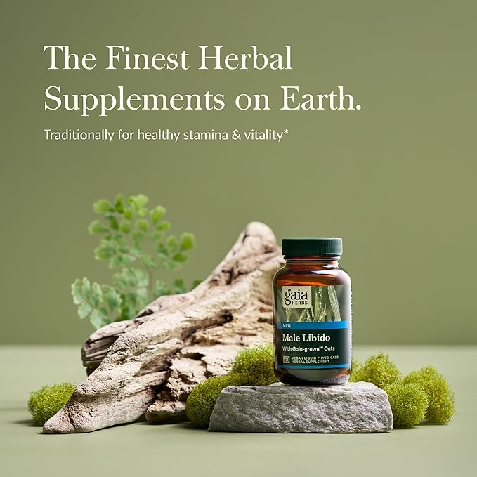 Gaia Herbs Male Libido - Herbal Supplement with Saw Palmetto, Horny Goat Weed, Maca & Oats - Supports Stamina, Vitality & Hormone Balance for Men - 60 Vegan Liquid Phyto-Capsules (20-Day Supply)