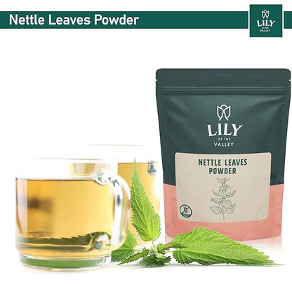LILY OF THE VALLEY Nettle Leaf Powder - Gently Dried and Ground - 100% Natural Stinging Nettle - Ideal Addition to Recipes - Vegan & Gluten-Free - Packed in Resealable Pouch (4oz, 113g)