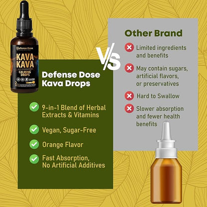 Kava Kava Ashwagandha Extract Liquid Drops - Calming Adaptogen Tincture Supplement with Valerian Root Passionflower Lemon Balm for Mood Sleep Stress Support - Alcohol-Free Vegan Gluten-Free Non-GMO