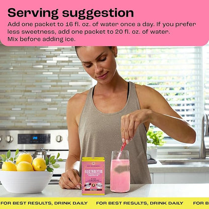 KEY NUTRIENTS Electrolytes Powder Packets - Fresh Pink Lemonade 20 Pack Hydration Packets - Travel Hydration Powder - Made in USA - No Sugar, No Calories, Gluten Free