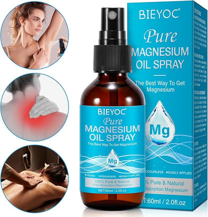 Magnesium Spray, 100% Pure & Organic Natural Magnesium Oil Spray for Feet Glass Bottle, Soothing Relief & Relaxation, Easy to Absorb and Use