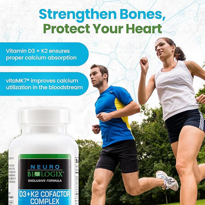 D3+K2 Cofactor Complex - Helps Maximize Vitamin D Benefits for Bone, Heart & Immune Support - Formulated with Vitamin D3, K2 (vitaMK7®), Zinc & Boron to Promote Efficient Calcium Utilization – 60 Caps