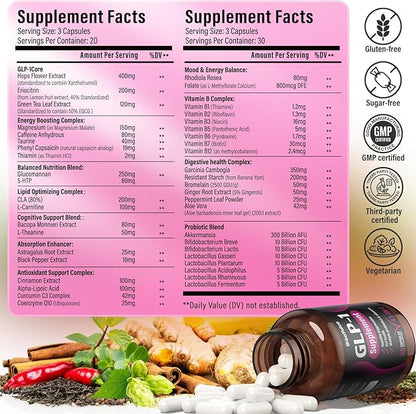 GLP-1 Alternative Supplement, Natural Extracts with Hops, Green Tea Extract, Garcinia Cambogia, Multivitamins, Probiotics, for Gut, GLP-1 Activate & Overall Health - 010