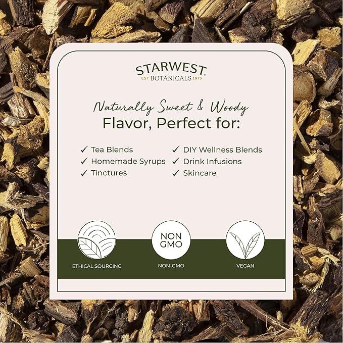 Starwest Botanicals Organic Licorice Root Tea Loose Cut and Sifted, 4 Ounces