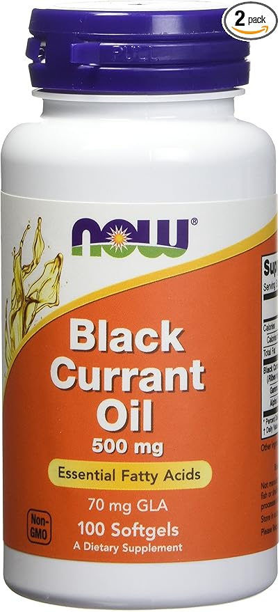 Now Foods Black Currant Oil 500 milligrams - 100 softgels (Pack of 2)