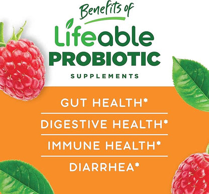 Lifeable Probiotic 2 Billion CFU + Calcium Magnesium, Gummies Bundle - Great Tasting, Vitamin Supplement, Gluten Free, GMO Free, Chewable Gummy