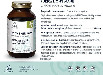 PURICA - Lion's Mane Micronized Mushrooms (120 Count (Pack of 1))