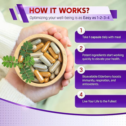 Elderberry Quercetin Turmeric Zinc - Support The Immune System, Respiratory Health - Made in The USA