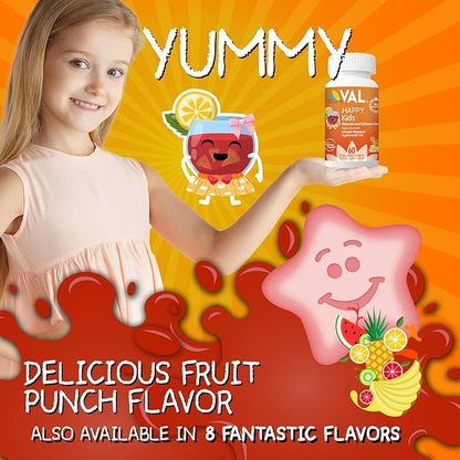 VAL Magnesium for Kids | High-Absorption Magnesium for Calm, Relaxation & Focus | Mg Glycinate, Citrate & Taurate | with Vitamin B6, D & C | Sugar-Free, Non-GMO | 60 Chewable Tablets