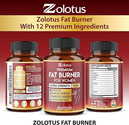 Premium Weight Loss Pills for Women, The Best Fat Burners for Women and Men, Energy Pills, High Potency with Green Tea Extract 98%, 2 Months Supply