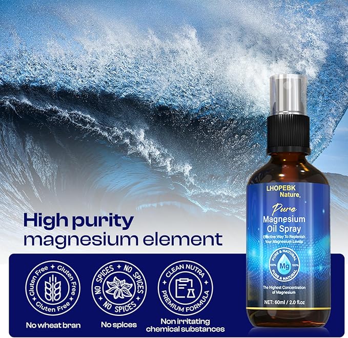 Magnesium Oil Spray: 2 Fl Oz Pure Magnesium Oil Spray for Feet Replenish Magnesium Easy to Absorb Suitable for All Skin Types
