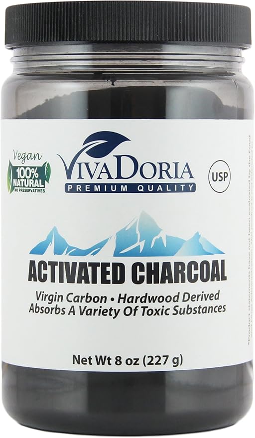 Viva Doria Virgin Activated Charcoal Powder, Hardwood Derived, Food Grade, 8 Oz