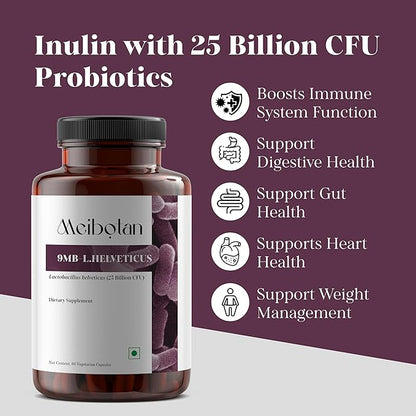 L-Helveticus Probiotic Bacteria with 25 Billion CFU for Women & Men, Helps Digestion, Nutrient Absorption and Fight Bad Bacterias - 60 Veggie Capsules