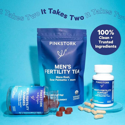 Blue Stork Fertility Supplements for Men - Supports Conception for Him - Male Prenatal Vitamins with Maca Root, Ashwagandha, Folate, B12 - Sperm Heath, Drive, Motility - 60 Capsules