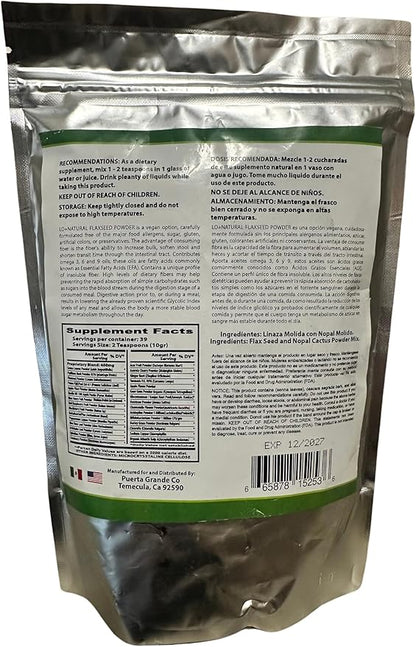 Linaza con Nopal Forte 8oz 100% Natural Blend of Ground Linaza - Nopal Cactus Powder Mix Extremely Effective Flaxseed & Nopal Powder Mix 8oz Dietary Supplement