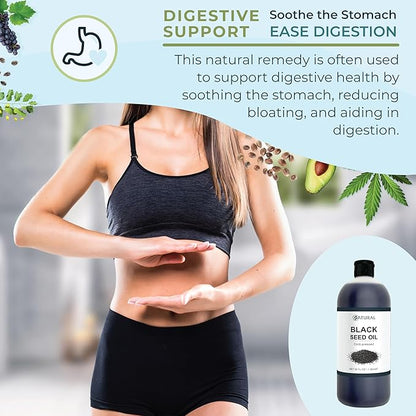Zatural Black Seed Oil Nigella Sativa Cold Pressed Cumin Oil Digestion, Skin, Brain, Immune, Joints & More (32 Fl Oz)