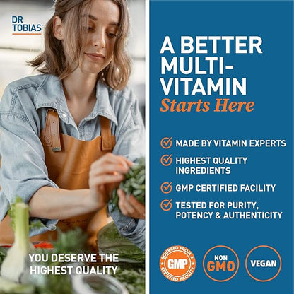 Dr. Tobias Adult Multivamin & Oregano and Caprylic Acid Supports Energy, Immune & Intestinal Health, Gut Flora Balance Complex, 42 Fruits & Vegetables with Probiotics & Herbs for Men & Women